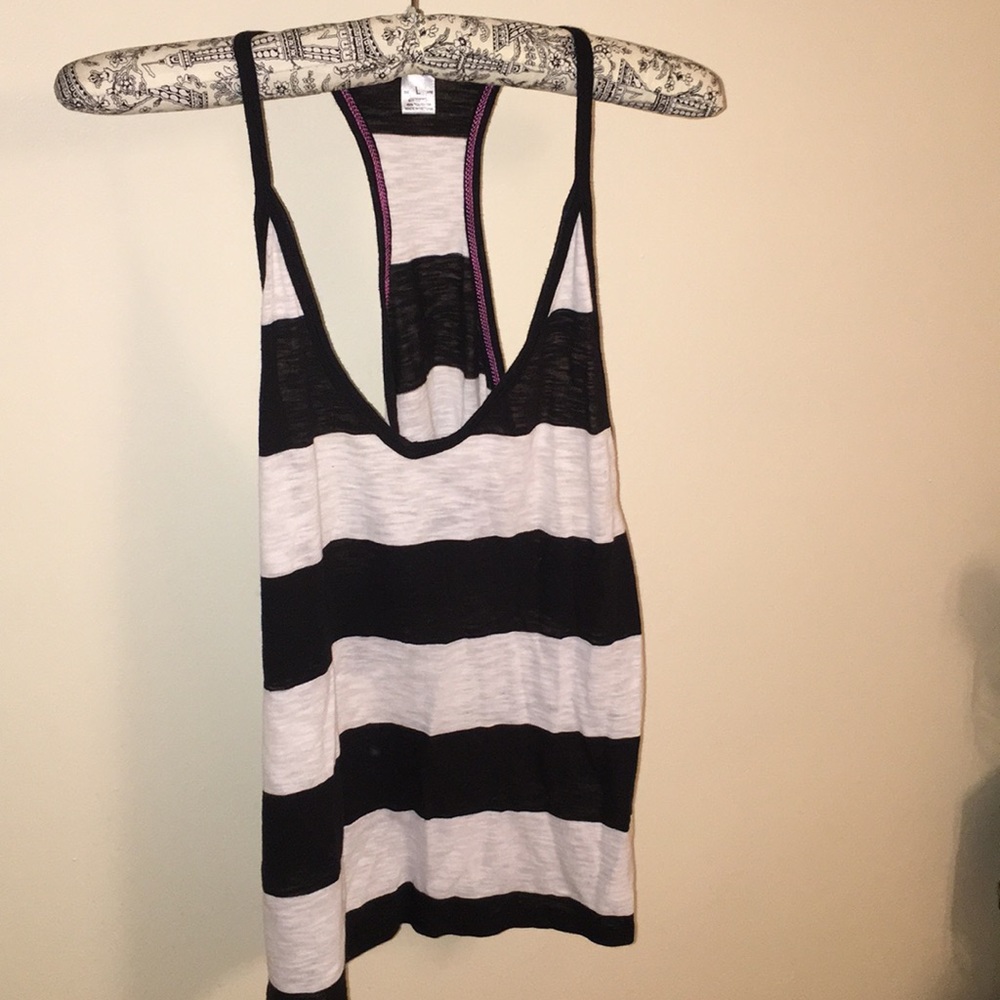 Black and white striped tank